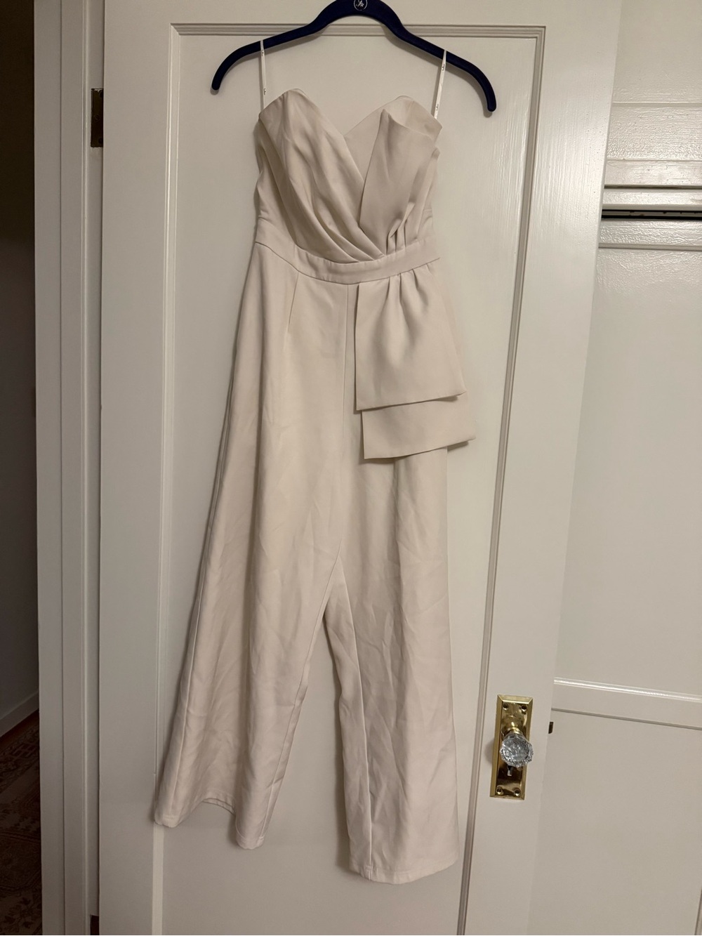 Lulu's Ivory Strapless Draped-Waist Jumpsuit